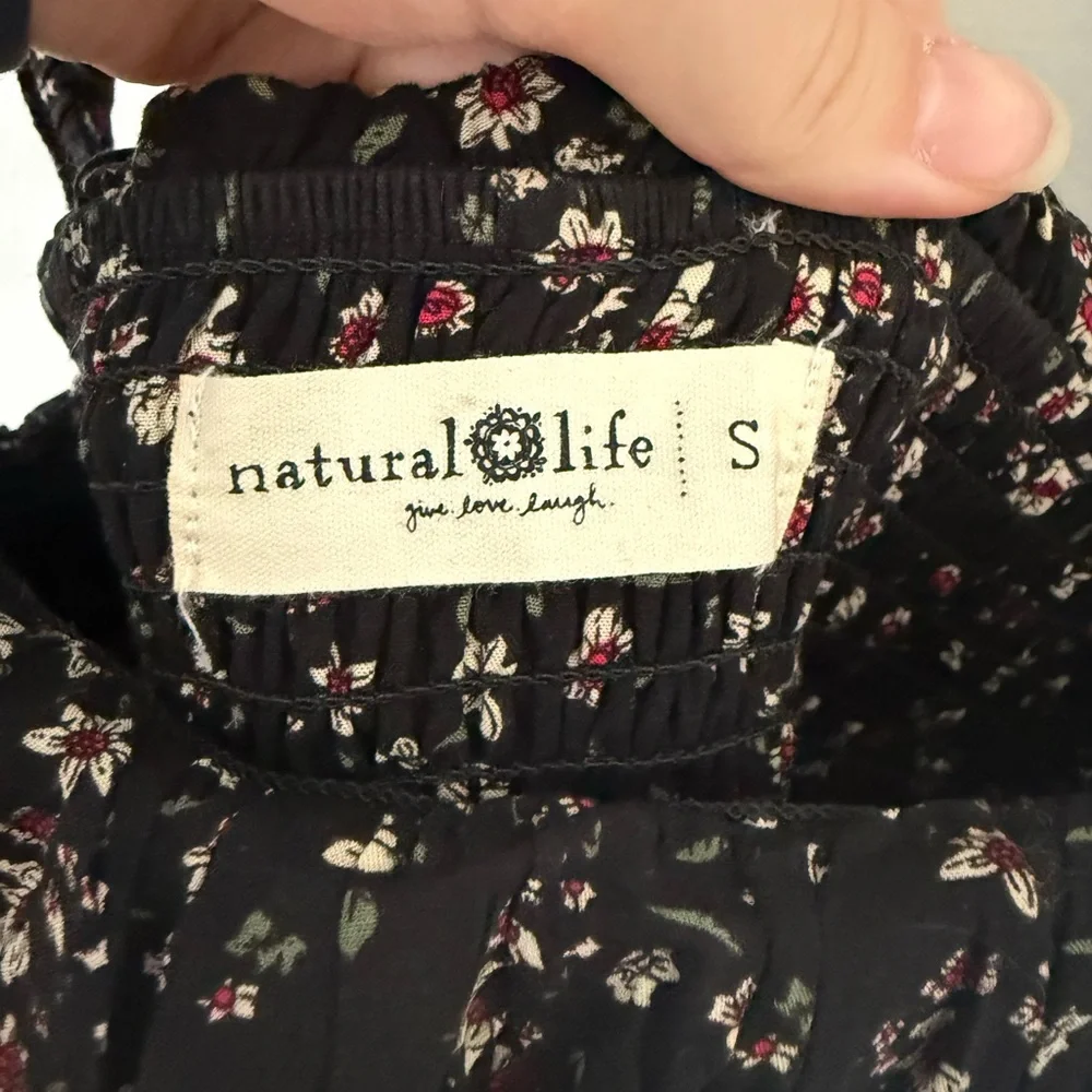 NATURAL LIFE Megan Black and Burgundy Floral Midi Dress, Size Small - Picture 5 of 10